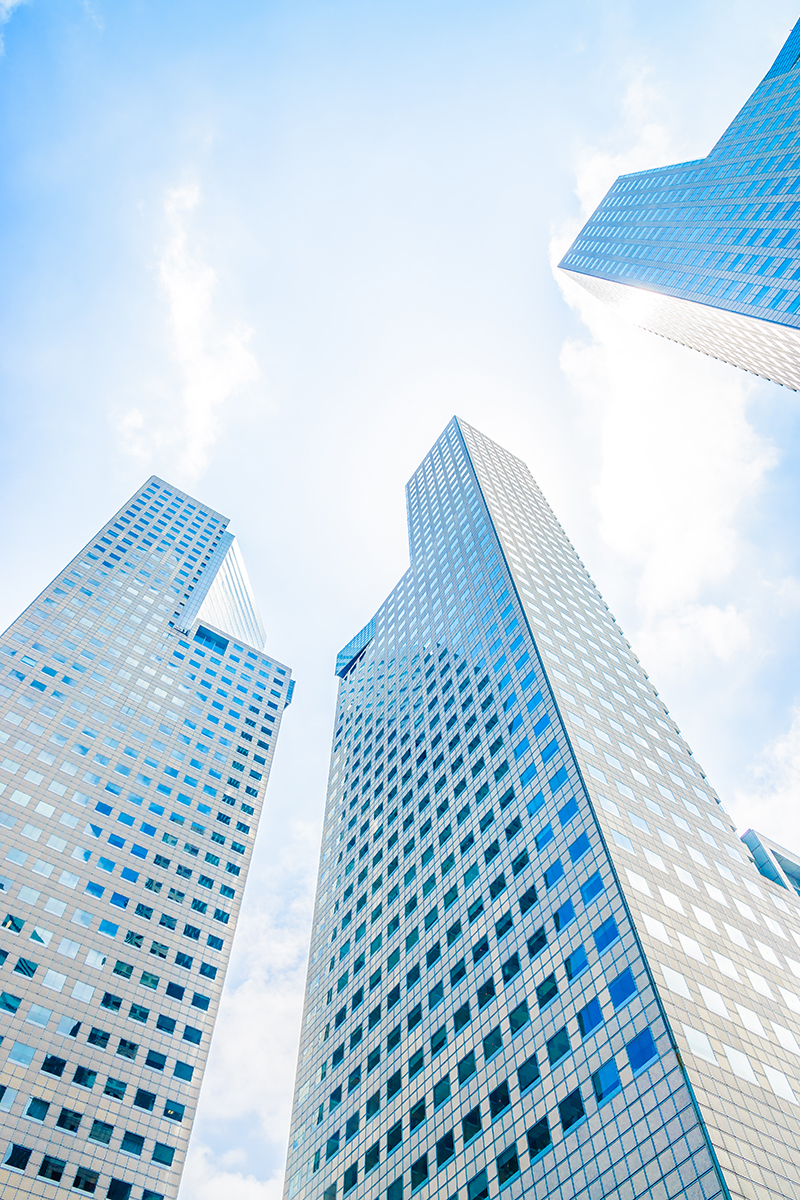 Skyscraper building at singapore - bright light processing style pictures